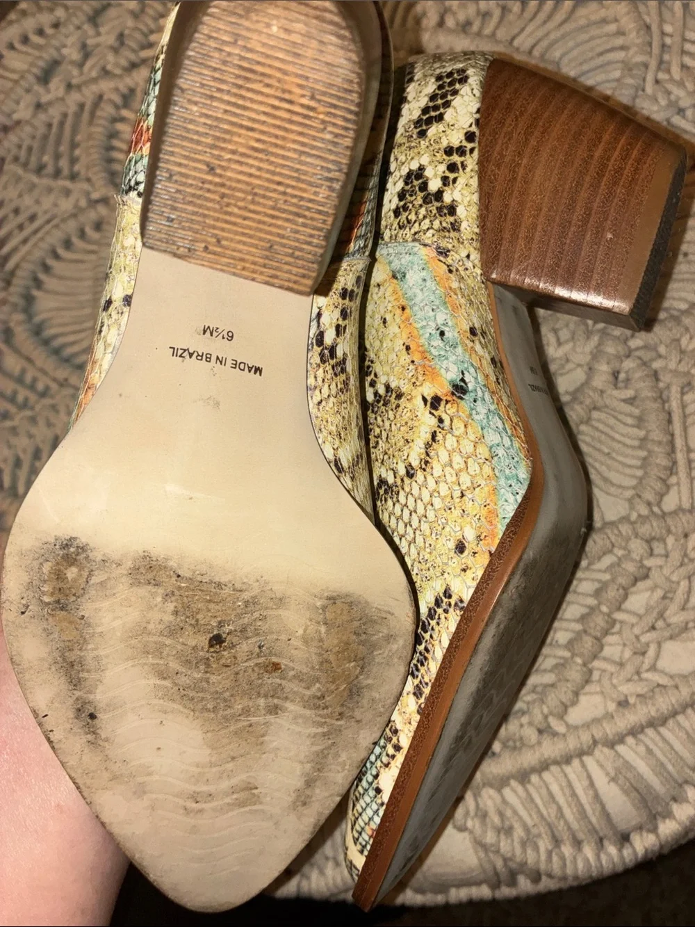 Matisse Cream Snakeskin Embossed Ankle Boots with Coral‎ & Aqua Accents